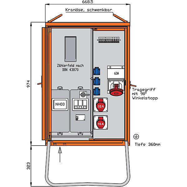 WALTHER-WERKE Anschlussverteilerschrank 44kVA m.Zählerplatz WAV0160R1